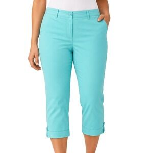 Talbots Simply Flattering Skimmer Capri Pants Aqua Size 16 NWT Stretch